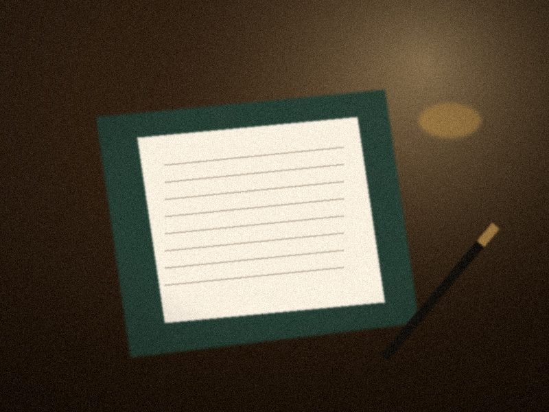 Bureau avec un dossier, une lettre manuscrite et un stylo plume